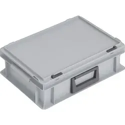 Lockweiler Kunststoffkoffer 10l - Stapelbarer Lagerbehälter in Grau - Aufbewahrungsboxen: Robuster Kunststoffkoffer aus Polypropylen mit 1 Griff, einrastendem Schiebeverschluss und temperaturbeständig von -20 °C bis +80 °C. Ideal für den industriellen Einsatz.