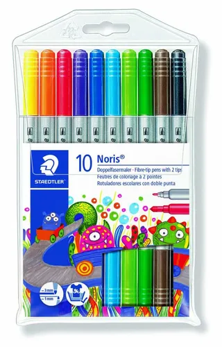 Staedtler Noris 320 Filzstifte, 10er Set - Schreibutensilien, leuchtende Farben und hohe Lichtbeständigkeit für kreative Kunstwerke.