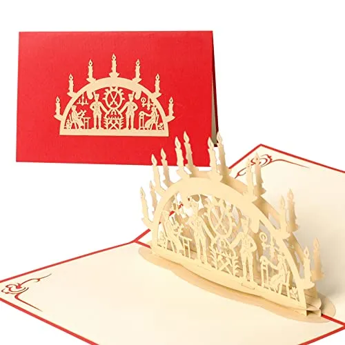 Diese-Klappkarten 3D Weihnachten Schöne Schwibbogen Pop-Up Karte | Motive | Lustig Froh Weihnachtskarte mit Umschlag W27
