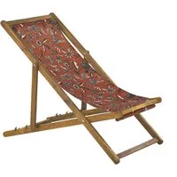 BELIANI Liegestühle 2er Set aus Akazienholz mit rotem Bezug