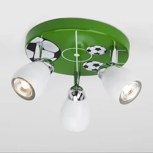 Lighbox Deckenstrahler mit Fußball Motiv Ø 31cm inkl. wechselbarer LED Leuchtmittel 3x3 Watt GU10, 3 x 300 Lumen, 3000 Kelvin, warmweißes Licht