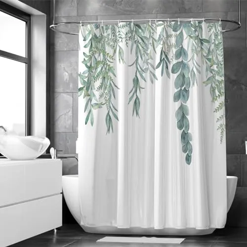 Loti Living Anti-Schimmel Duschvorhang - 180x200 cm - Hängepflanze - Wasserfestes Polyester - Inkl. Ringe - Shower Curtains - Für Badewanne