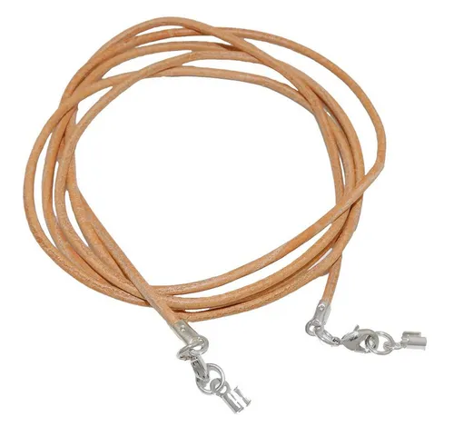 unbespielt Lederband Lederband Hellbraun gefärbt 2x Karabinerverschluss 1 m Lang Kürzbar, Modeschmuck für Damen und Herren