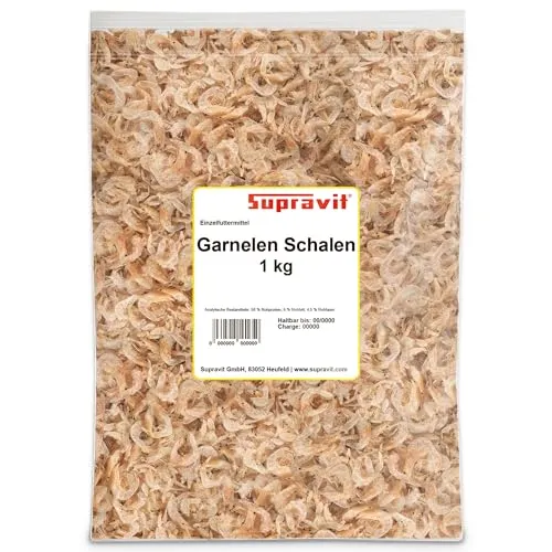 Supravit getrocknete Garnelen für Geflügel & Schildkröten - Proteinreiche Leckerei im 1kg Beutel - Getrocknete Garnelen als Ergänzungsfutter für Hühner und Schildkröten. Ideal als proteinreicher Snack, der für Abwechslung sorgt. Hergestellt in Deutschland und perfekt für eine ausgewogene Ernährung.