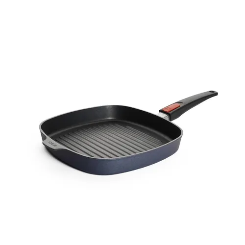 Woll Diamond Lite Grillpfanne - Viereckig mit Rillen, 24x24 cm - Pfanne für alle Herdarten, mit abnehmbarem Stiel für mehr Flexibilität. Die innovative Antihaftversiegelung sorgt für fettfreies Kochen und erleichtert die Reinigung.