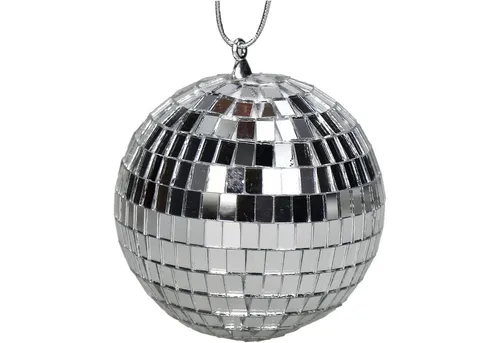 HD Collection Christbaumschmuck, Christbaumschmuck Glas 8cm Discokugel Figur Silber