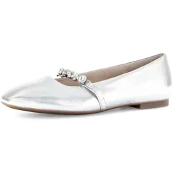 Gabor Damen Klassische Ballerinas - Elegante Slip-Ons in Silber - Hausschuhe: Stilvolle Ballerinas mit Gummizug für perfekten Halt und komfortable Passform, ideal für besondere Anlässe oder den Alltag.