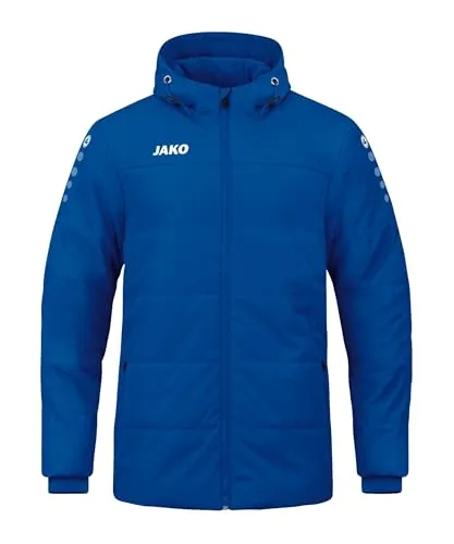 Jako Kinder Coachjacke Team mit Kapuze 7103 - Funktionsjacke mit wasserabweisendem Obermaterial und wärmeisolierender Wattierung, ideal für kühle Temperaturen. Integrierte Kapuze und Ripp-Bündchen schützen optimal vor Wind und Regen.