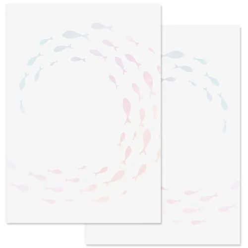 Briefpapier 25 Blatt mit bunten Fischen I DIN A4 doppelseitiges Motiv I dv_1202