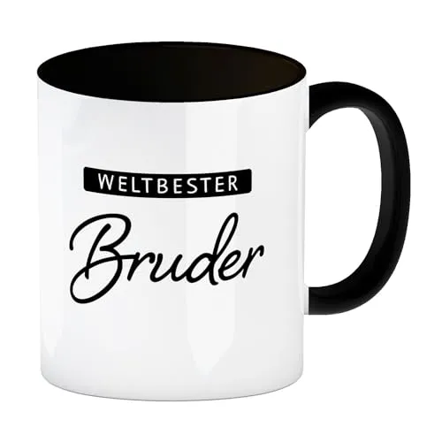 Weltbester Bruder Kaffeebecher in schwarz Brüder Bro Kumpel Buddy Bester Freund Tasse für Freunde