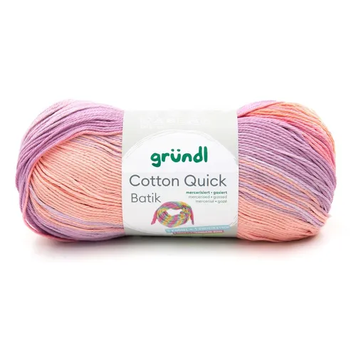 Gründl Wolle Cotton Quick Batik 100 g creme-rosa-lila-flieder