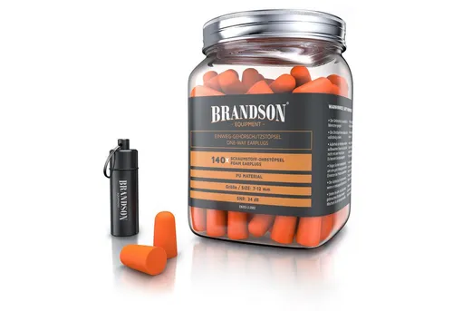 Brandson Gehörschutzstöpsel 140x Schaumstoff Ohrstöpsel mit 34 dB SNR - Erleben Sie Ruhe mit den Brandson Ohrstöpseln. Hohe Dämpfung von 34 dB SNR, ideal für Schlaf, Lernen und Arbeiten. Praktische Aludose für hygienischen Transport und immer griffbereit.