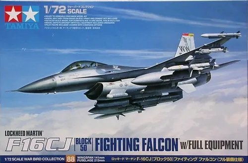 Tamiya 300060788 Lockheed Martin F-16CJ Fighting Falcon 1:72 Bausatz - Flugzeuge - Detaillierter Bausatz des F-16CJ, ideal für Modellbauer und Flugzeug-Enthusiasten, mit hochwertigem Kunststoff aus Japan.