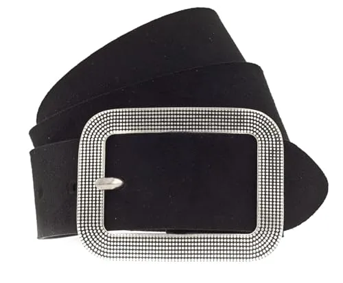 Vanzetti Ledergürtel schwarz für Damen - Eleganter Damen-Gürtel mit sechs gestochenen Löchern für optimale Anpassung, ideal für stilvolle Outfits und den Alltag.