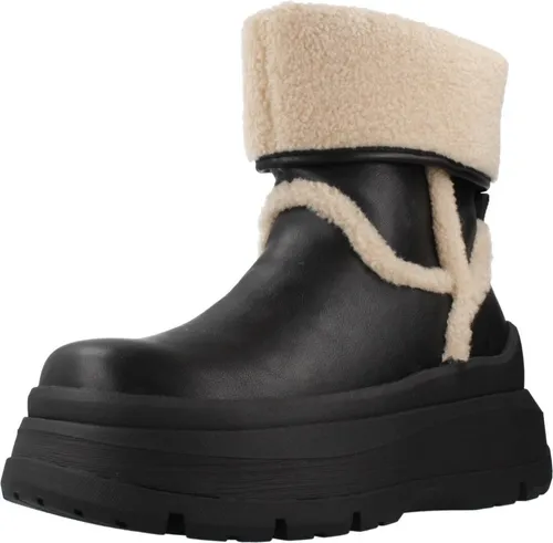 Buffalo Damen Stiefeletten Olympia Fold Boot Warm Schwarz EUR 39 - Stylische Stiefeletten mit warmem Futter und Wechselfußbett für optimalen Komfort. Die hohe Plateausohle von ca. 7,5 cm sorgt für einen modischen Auftritt.