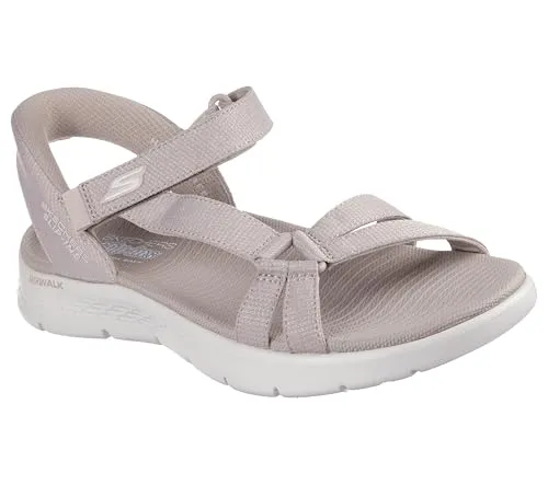 Skechers Damen GO Walk Flex Illuminate Sandale - Bequeme Taupe Sandale, 36 EU - Wanderschuhe mit konturiertem Goga-Fußbett und Goga-Matten-Technologie für optimalen Komfort, maschinenwaschbar für einfache Pflege.
