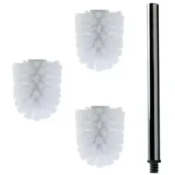 Daloual WC-Reinigungsbürste Ersatzbürstenköpfe Ø 6,5 cm inklusive Edelstahlgriff, Badezimmer, Gäste-WC, (Vorteils-Set, 4-tlg), Auswechselbarer Bürstenkopf, hochwertige Borsten, rostfrei, Edelstahl weiß 50.5 cm