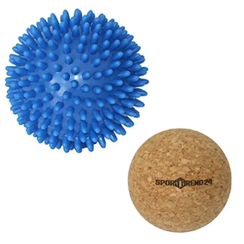 Sporttrend 24® ø 9cm Massageball Igelball + Faszienball Cork 6,5cm
