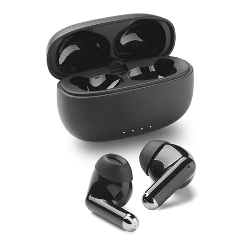 Music Sound Drift Bluetooth In-Ear-Kopfhörer kabellos mit kompaktem, farbenfrohem Case, Auto-Pairing, Touch-Steuerung, bis zu 22 Stunden Wiedergabezeit, schwarz