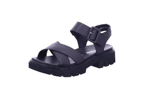 Remonte Damen D7950 Sandale mit Absatz - Schwarz, 40 EU - Wanderschuhe mit gepolstertem Echtlederfußbett und elegantem Design. Der praktische Klettverschluss ermöglicht schnelles An- und Ausziehen, ideal für Komfort und Stil.