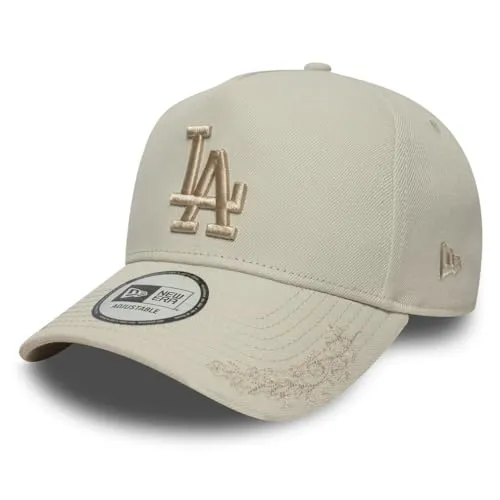New Era MLB 9FORTY E-Frame Cap Los Angeles Dodgers beige - Stylische Cap mit gebogenem Schild und gesticktem LA Dodgers Logo. Verstellbarer Snapback-Verschluss für optimalen Sitz. Ideal für Fans und modebewusste Träger.