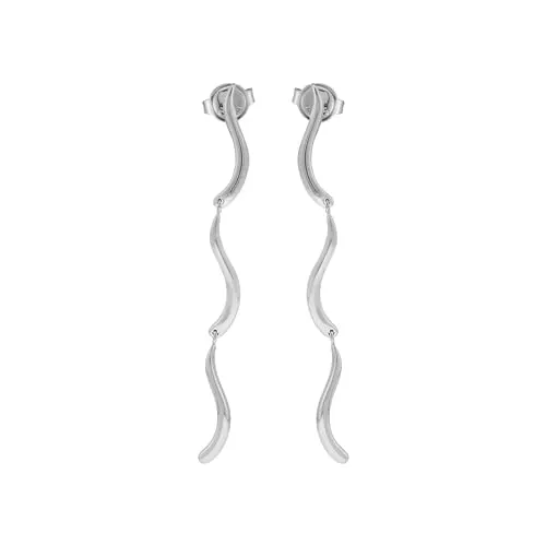 Skagen Damen-Hängeohrringe Essential Waves - Eleganz in Edelstahl - Ohrringe für Damen aus poliertem Edelstahl, silberfarben und mit Poussette-Verschluss für sicheren Halt und stilvollen Look.