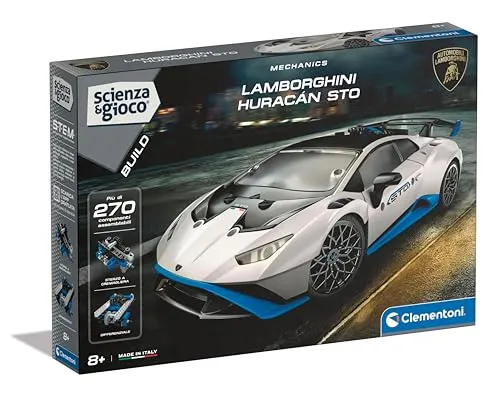 Clementoni Wissenschaft und Spiel Build - Lamborghini Huracan STO, Bausatz für Kinder 8+ Jahre mit über 270 austauschbaren Komponenten und dedizierter App, Made in Italy, italienische Sprache, 19367