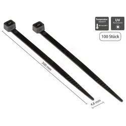 GC KAB-30S48 - Kabelbinder, UV-beständig, 300 mm, schwarz 100er-Pack