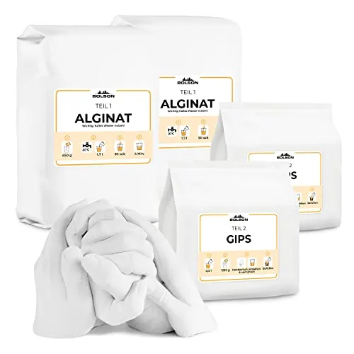 Bolson XXL Handabdruck Nachfüllset - Gips- & Abdrucksets für Babyerinnerungen, ideal für 3D Handabdrücke von 4 Erwachsenen – dermatologisch getestet und einfach in der Anwendung für unvergessliche Erinnerungen.