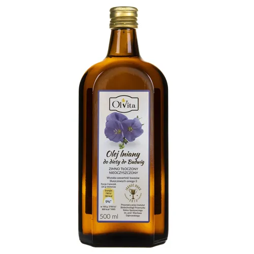 Olvita Kaltgepresstes Leinöl für die Dr. Budwig Diät Ungereinigt - 500 ml