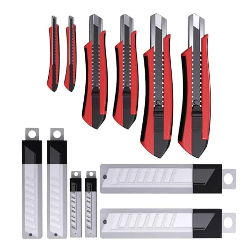 Cutter Messer Set – 6-teiliges Schneidwerkzeug mit vielseitigen Utility Knives für Haushalt, Werkstatt, Büro & DIY – Leichte und präzise Klappmesser für Karton, Folien & Bastelarbeiten
