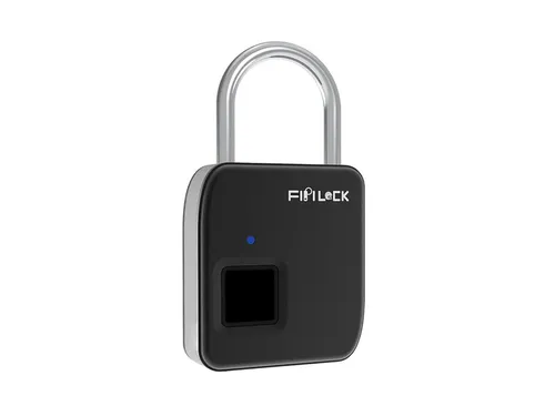 Hyrican Smart-Home-Vorhängeschloss Smart Lock - Biometrisches Vorhängeschloss mit Fingerabdrucksensor, IP65 spritzwassergeschützt, aus Zinklegierung, für bis zu 10 Fingerabdrücke, wiederaufladbar über USB Typ-C.