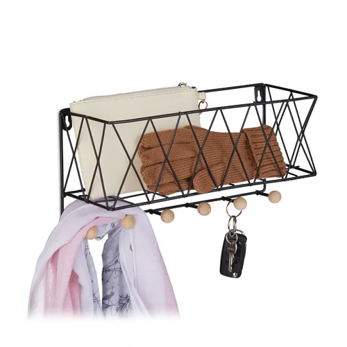 Wandregal Wandgarderobe Gitterregal Badezimmerregal 6 Haken pulverbeschichtet