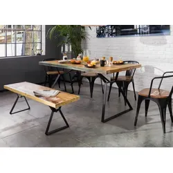 Massivmoebel24 Esstisch INDUSTRIAL - Altholz und Eisen - Esstisch aus 60% wiederverwertetem Altholz, 180x90x76 cm, ideal für Liebhaber individueller Möbel und außergewöhnlichem Design.