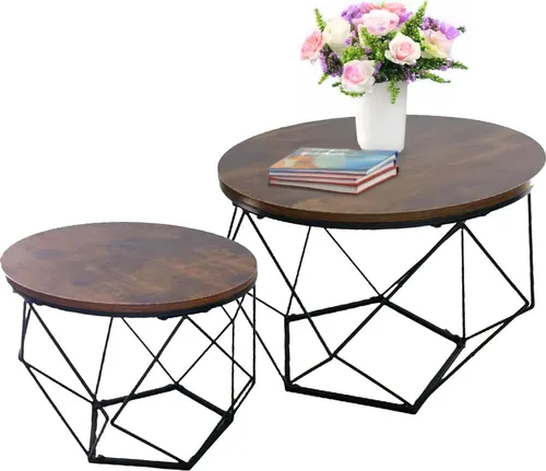 relaxdays Couchtisch 2er Set Industrial Design