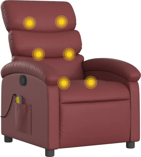 vidaXL Massagesessel Weinrot Kunstleder – Bequemer Relaxsessel mit Massagefunktion