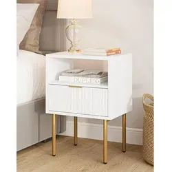 Moderner Nachtschrank Weiß Gold mit Schublade