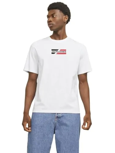 JACK & JONES Herren Rundhals T-Shirt JJECORP Logo - Slim Fit Plussize XXL-8XL, Größe:4XL, Farbe:White 12184987