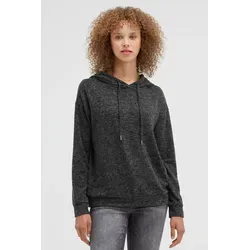 Kapuzenpullover SOCCX, Damen, Gr. XL, schwarz, Material: 53% Viskose, 43% Polyester, 4% Elasthan, unifarben, regular fit normal, Rundhals, eingesetzt Bündchen, Pullover Kapuzenpullover, aus Flauschstrick