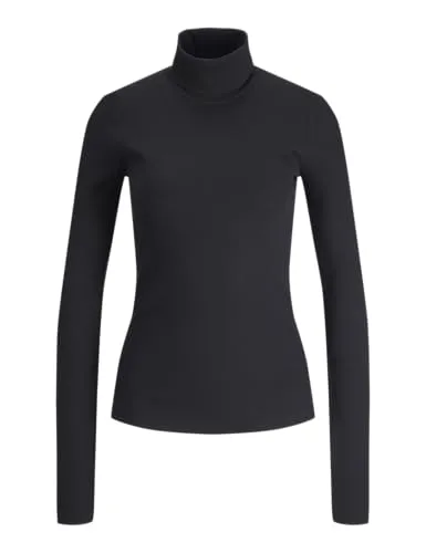 JJXX Langarmshirt Fan - Schlichtes Design in Schwarz - Shirts in schmaler Passform aus 95% Baumwolle und 5% Elasthan, ideal für lässige Looks oder als Basic für jede Garderobe.