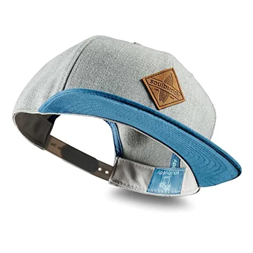 Soulbuddy Snapback Cap Unisex – Stylische Kappe in Blau-Grau für Herren und Damen - Verstellbare Snapback Cap in One Size (55-60 cm) für optimalen Tragekomfort. Hochwertige Verarbeitung mit Stick und veganem Lederpatch – ideal für Freizeit und Sommer.