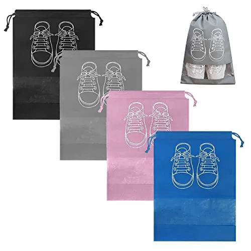 4-teilige Herren-Reiseschuhtasche, wasserdichte und staubdichte Schuhtasche mit Kordelzug, tragbare Reisetasche mit durchsichtigem Schlitz für den täglichen Gebrauch und auf Reisen