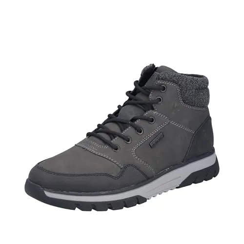Rieker Herren Winterstiefel mit RIEKER-TEX - Winterstiefel für Herren aus robustem Synthetikmaterial. Mit warmem Lammwollfutter und herausnehmbarer Memory Foam Decksohle für hohen Tragekomfort. Ideal für kalte Tage, Weite H und praktischer Reißverschluss.