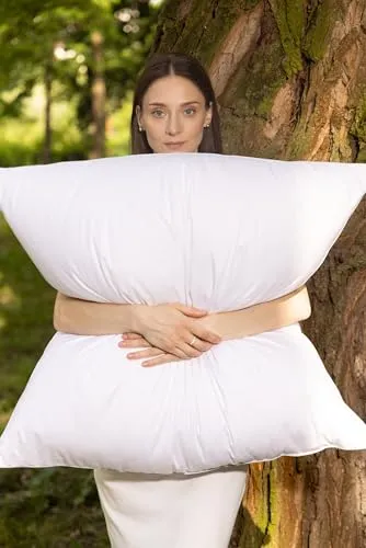 Vitaschlaf® Bio-Luxe-KBA Daune Kissen Organic GÄNSE Deutsche Qualitat 30% Daune - FLACH DÜNN (80 x 80 cm)