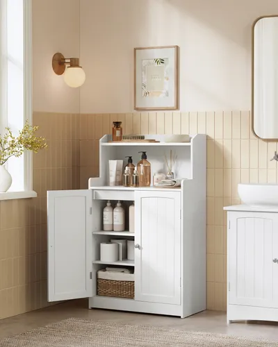 VASAGLE Badkommode Badezimmerschrank - Kommode für das Badezimmer mit 2 Türen und 2 verstellbaren Einlegeböden, ideal zur Schaffung von Ordnung und einem modernen Look in Ihrem Raum.