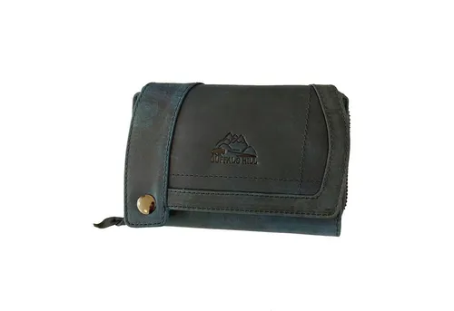 Buffalo Hill Geldbörse XL Büffelleder Portemonnaie, Kartenetui mit RFID-Schutz >BH-2679<, eleganter Damen Geldbeutel mit 12 Kartenfächern in Blau