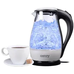 Camry Wasserkocher Glas 1,7L CR 1251w weiß LED beleuchtet kabellos 2200 Watt Glaswasserkocher