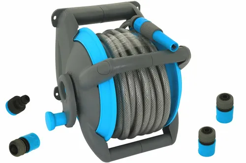 KYNAST Gartenschlauch Set mit Wandhalter 15m Schlauch 4 Kupplungen & Sprühkopf