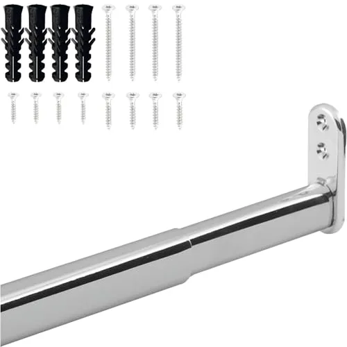 vasalat Kleiderstange ausziehbar 40-60 cm, robust & vielseitig - ausziehbare Kleiderstange, Garderobenstange bis 20kg belastbar - Schrankrohr ausziehbar mit Halterung