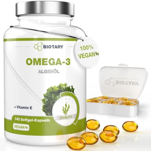BIOTARY Omega 3 Vegan aus Algenöl – 140 Softgel Kapseln